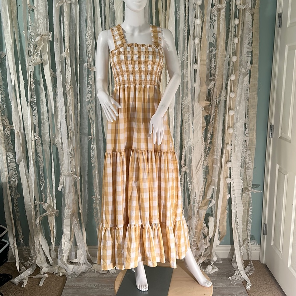 Abercrombie Checkered yellow maxi